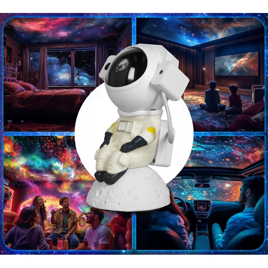 LED RGB projektor 3 u 1 LED/5 W/5 V 3000/4000/6000 K Astronaut + daljinski upravljač