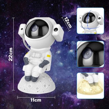 LED RGB projektor 3 u 1 LED/5 W/5 V 3000/4000/6000 K Astronaut + daljinski upravljač