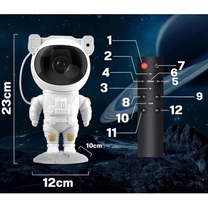 LED RGB projektor LED/5W/5V astronaut + daljinski upravljač