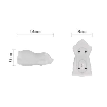 LED RGB punjiva dodirna noćna svetiljka LED/3,7V 1200 mAh medved