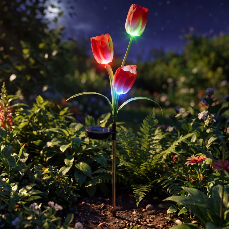 LED RGB solarna dekorativna svetiljka 3xLED/3,7V 200 mAh IP44 tulipán