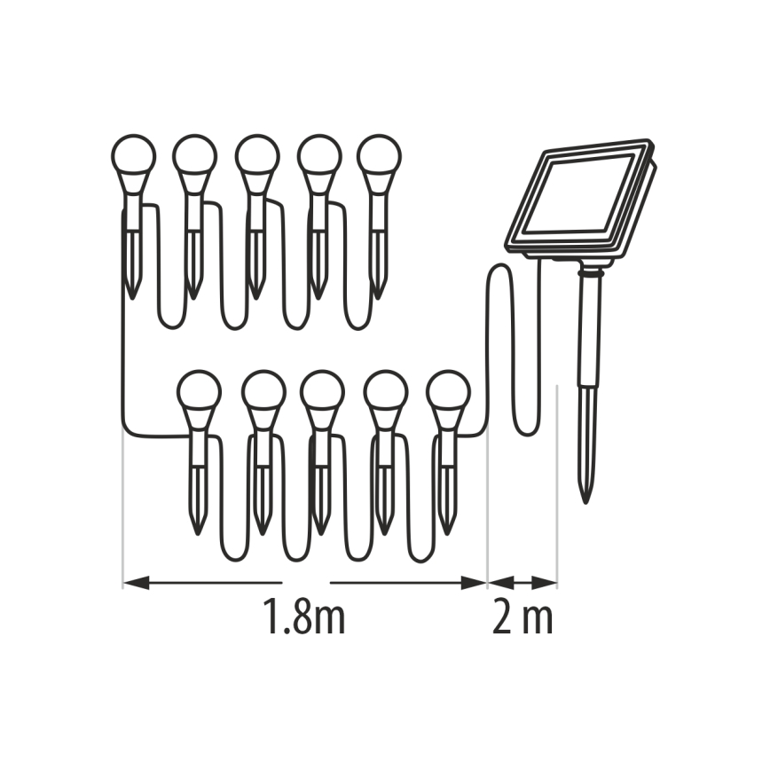 LED RGB solarna svetiljka 10xLED/1,2V 300 mAh IP44 crna