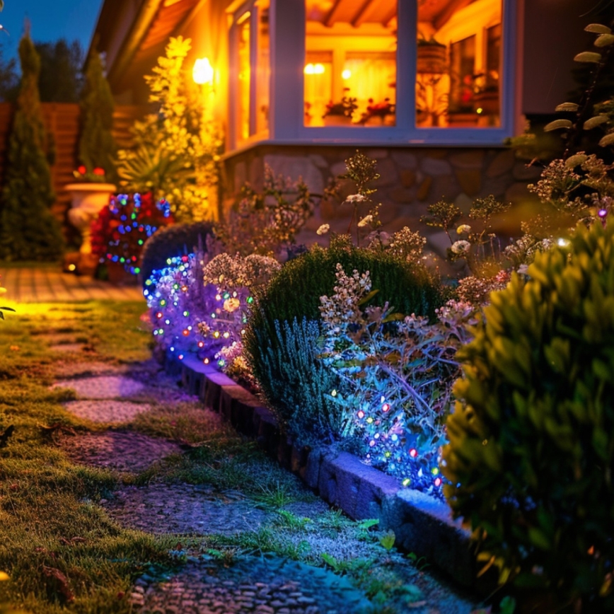 LED RGB solarni lanac 50xLED/0,12W/1,2V 1xAA IP44 600 mAh