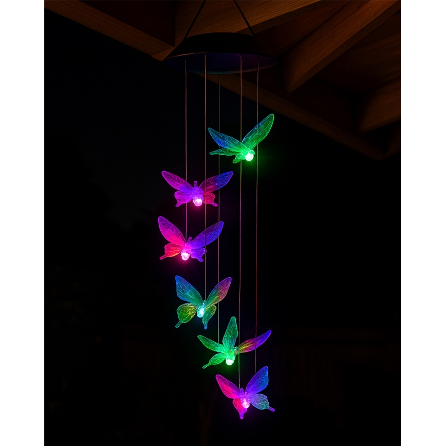 LED RGB solarno svetlo 6xLED/1,2V 300 mAh IP44 leptir