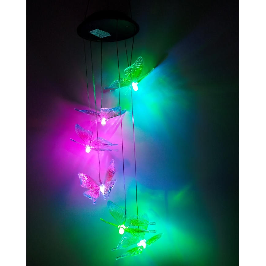 LED RGB solarno svetlo 6xLED/1,2V 300 mAh IP44 leptir