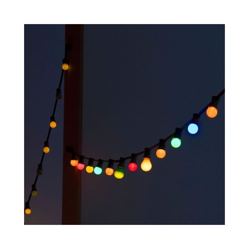 LED RGB Spoljni niz STRING 13 m 15xLED/0,5W/230V IP44 + daljinski upravljač