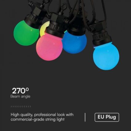 LED RGB Spoljni niz STRING 13 m 15xLED/0,5W/230V IP44 + daljinski upravljač