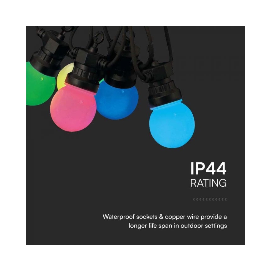LED RGB Spoljni niz STRING 13 m 15xLED/0,5W/230V IP44 + daljinski upravljač