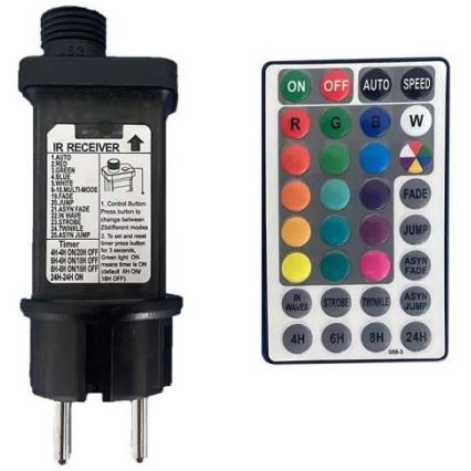 LED RGB Spoljni niz STRING 13 m 15xLED/0,5W/230V IP44 + daljinski upravljač