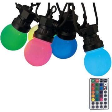 LED RGB Spoljni niz STRING 13 m 15xLED/0,5W/230V IP44 + daljinski upravljač