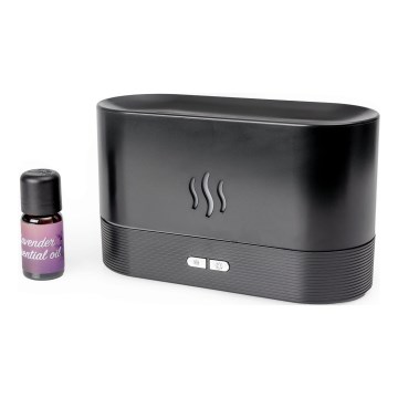 LED RGB ultrazvučni aroma difuzer i ovlaživač vazduha sa pozadinskim osvetljenjem 180 ml crna
