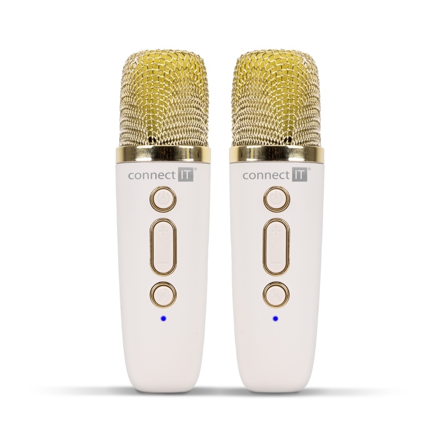 CONNECT IT CSP-1010-BG - LED RGB zvučnik sa bežičnim mikrofonima 2Mic 5 W/1200 mAh + 2x 400 mAh krem/zlatna