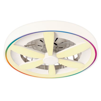 LED RGBW prigušiva plafonska svetiljka sa ventilatorom MALAWI LED/48W/230V 3000-6500K bela + daljinski upravljač