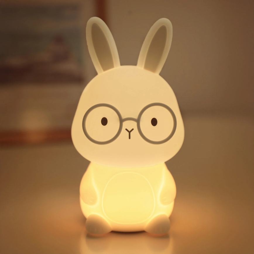 LED RGBW prigušiva dečija dodirna lampa FLORKA LED/1W/5V USB 1200 mAh zec bela/siva