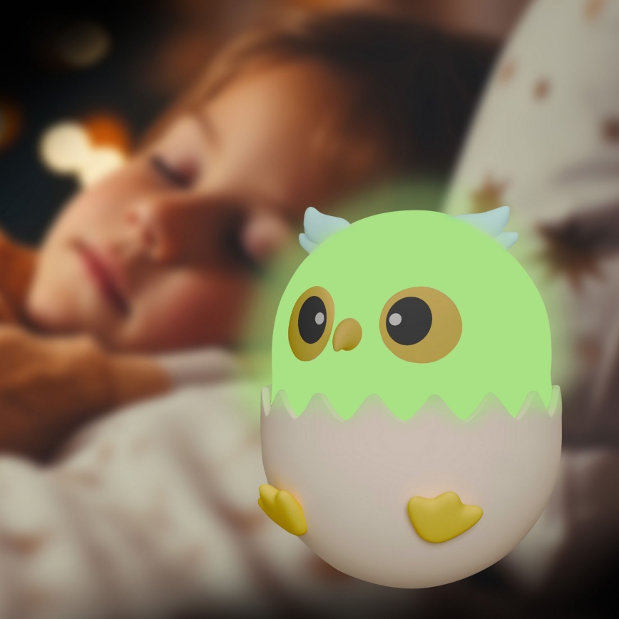 LED RGBW prigušiva dečija dodirna lampa OWL LED/1W/5V USB 1200 mAh plava sova