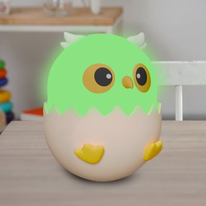 LED RGBW prigušiva dečija dodirna lampa OWL LED/1W/5V USB 1200 mAh plava sova