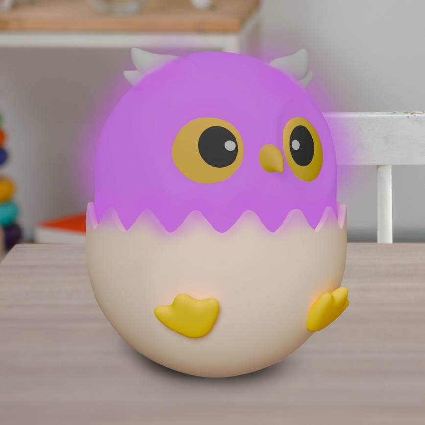 LED RGBW prigušiva dečija dodirna lampa OWL LED/1W/5V USB 1200 mAh plava sova