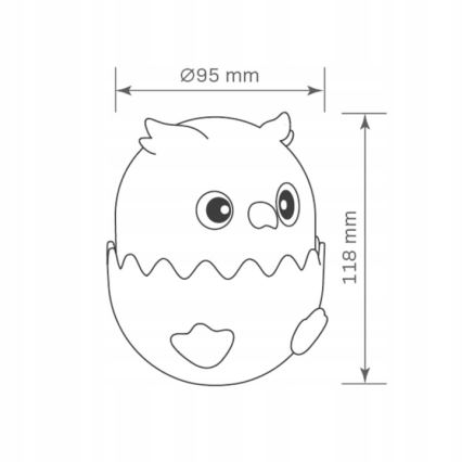 LED RGBW prigušiva dečija dodirna lampa OWL LED/1W/5V USB 1200 mAh plava sova