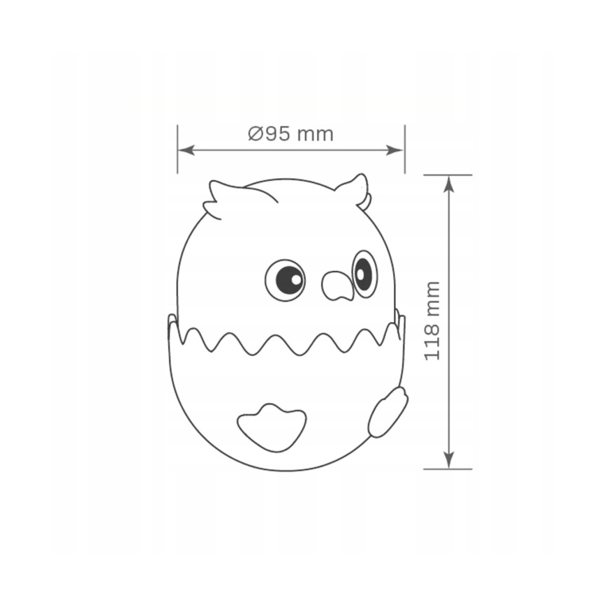 LED RGBW prigušiva dečija dodirna lampa OWL LED/1W/5V USB 1200 mAh plava sova