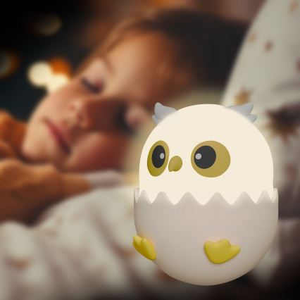 LED RGBW prigušiva dečja dodirna lampa OWL LED/1W/5V USB 1200 mAh ružičasta sova
