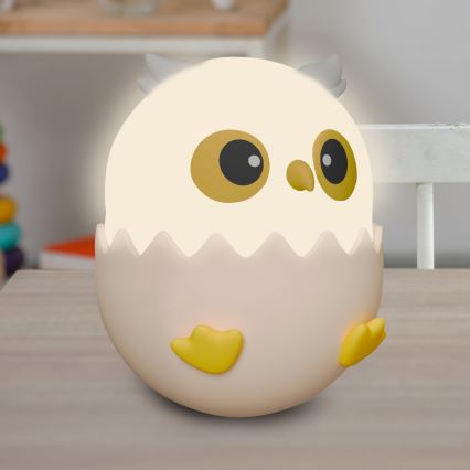 LED RGBW prigušiva dečja dodirna lampa OWL LED/1W/5V USB 1200 mAh ružičasta sova