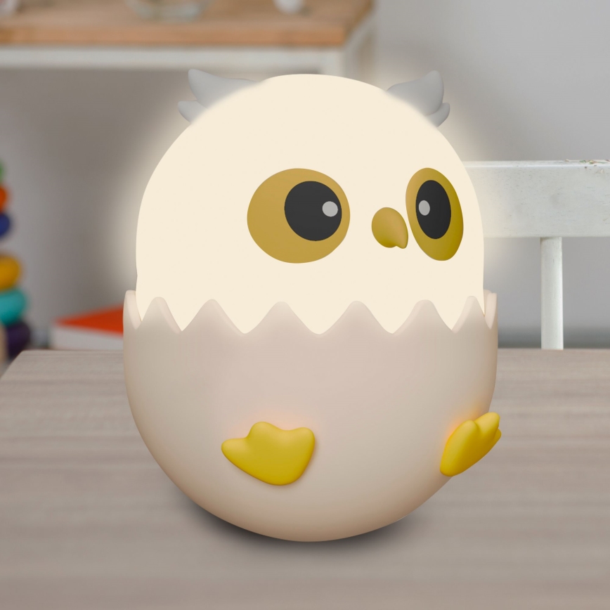 LED RGBW prigušiva dečja dodirna lampa OWL LED/1W/5V USB 1200 mAh ružičasta sova