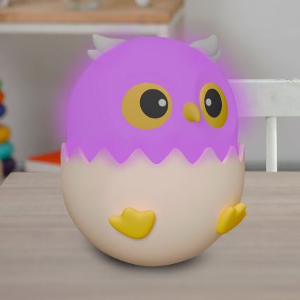 LED RGBW prigušiva dečja dodirna lampa OWL LED/1W/5V USB 1200 mAh ružičasta sova