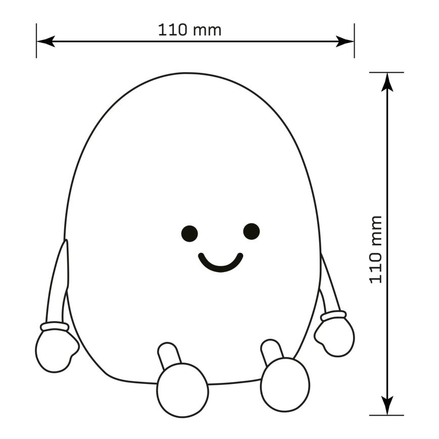LED RGBW prigušiva dodirna lampa za decu POTATO LED/2W/5V USB 1200 mAh krompir