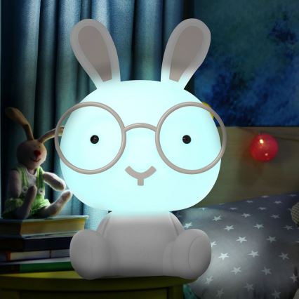 LED RGBW prigušiva dečija noćna lampica LED/2,5W/230V zec bela