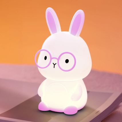 LED RGBW prigušiva dečija dodirna lampa FLORKA LED/1W/5V USB 1200 mAh, ružičasta u obliku zeca