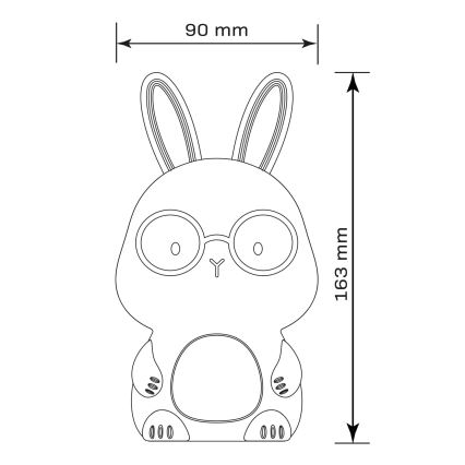 LED RGBW prigušiva dečija dodirna lampa FLORKA LED/1W/5V USB 1200 mAh, ružičasta u obliku zeca