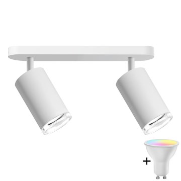LED RGBW prigušiva kupatilska spot svetiljka TURYN 2xGU10/6W/230V 3000K IP44 bela + daljinski upravljač