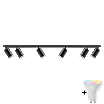 LED RGBW prigušiva kupatilska spot svetiljka TURYN 6xGU10/6,5W/230V 2700-6500K Wi-Fi IP44 crna