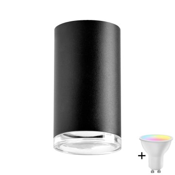 LED RGBW prigušiva kupatilska tačkasta lampa TURYN 1xGU10/6W/230V 3000K IP44 crna + daljinski upravljač