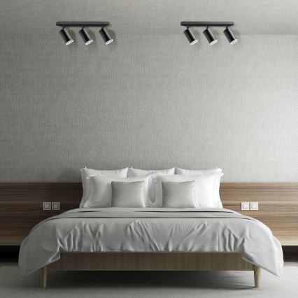 LED RGBW prigušiva kupatilska spot lampa TURYN 3xGU10/4,8W/230V 3000K IP44 crna + daljinski upravljač