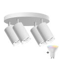 LED RGBW prigušiva kupatilska ugradna spot svetiljka TURYN 4xGU10/4,8W/230V 3000K IP44 bela + daljinski upravljač