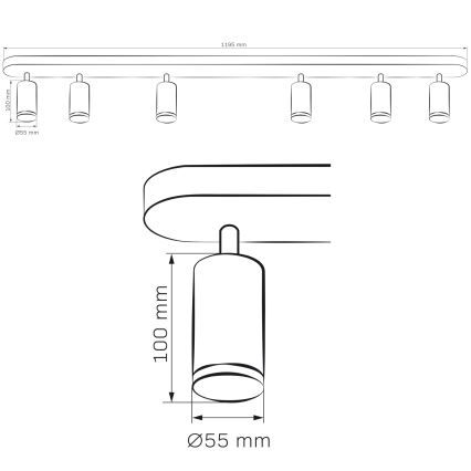 LED RGBW prigušiva kupatilska spot svetiljka TURYN 6xGU10/6,5W/230V 2700-6500K Wi-Fi IP44 crna