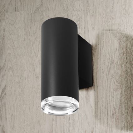 LED RGBW prigušiva zidna svetiljka za kupatilo TURYN 1xGU10/4,8W/230V 3000K IP44 crna + daljinski upravljač