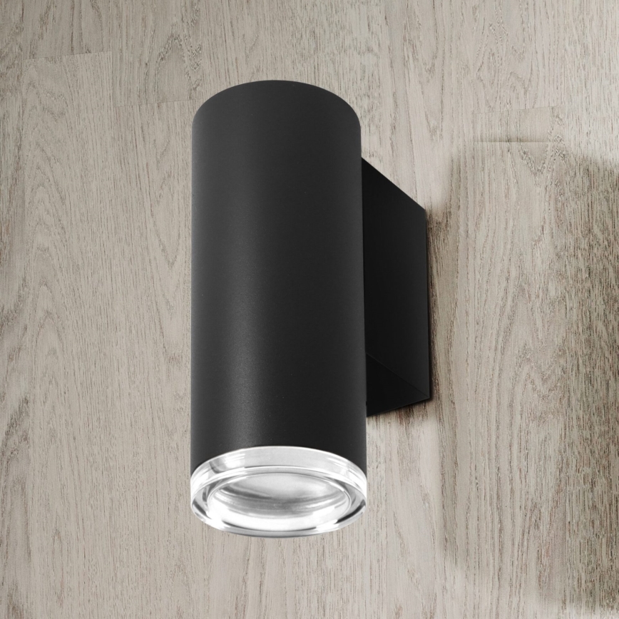 LED RGBW prigušiva zidna svetiljka za kupatilo TURYN 1xGU10/4,8W/230V 3000K IP44 crna + daljinski upravljač
