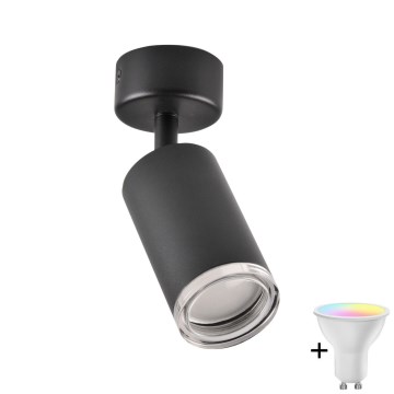 LED RGBW prigušiva kupatilsko ugradno spot svetlo TURYN 1xGU10/6W/230V 3000K IP44 crna + daljinski upravljač