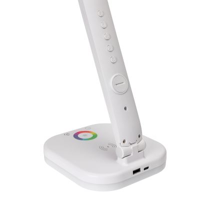 LED RGBW prigušiva dodirna stona lampa sa bežičnim punjenjem, displejem i USB portom MAGNUS LED/6W/5V 3000-6500K bela