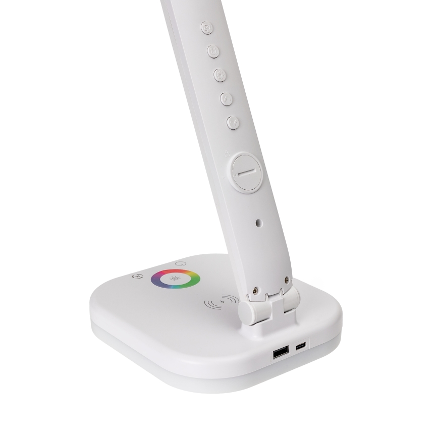 LED RGBW prigušiva dodirna stona lampa sa bežičnim punjenjem, displejem i USB portom MAGNUS LED/6W/5V 3000-6500K bela