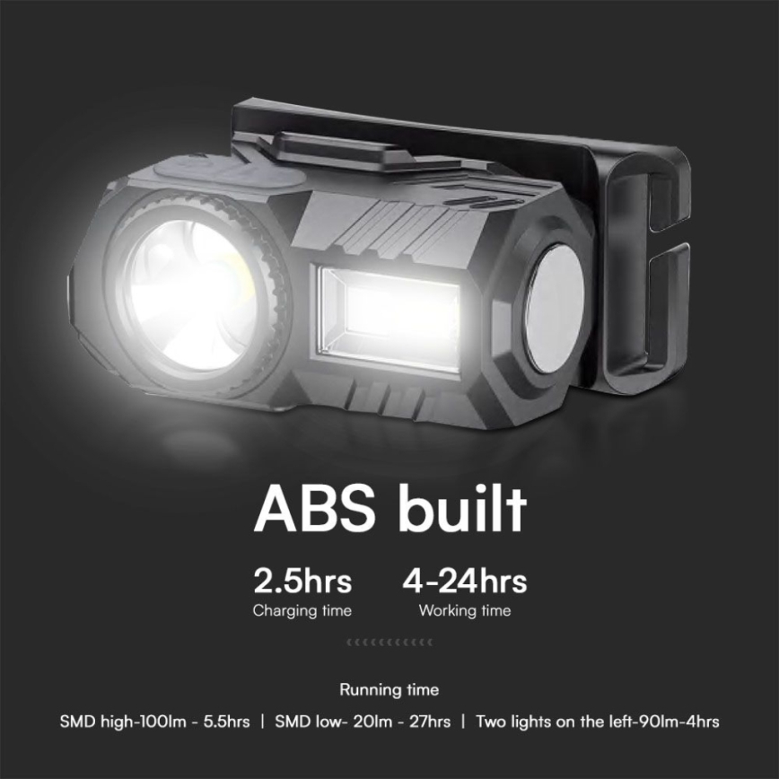 LED RGBW prigušiva punjiva čelna lampa USB LED/3W/5V IP43 190 lm 24 h 750 mAh