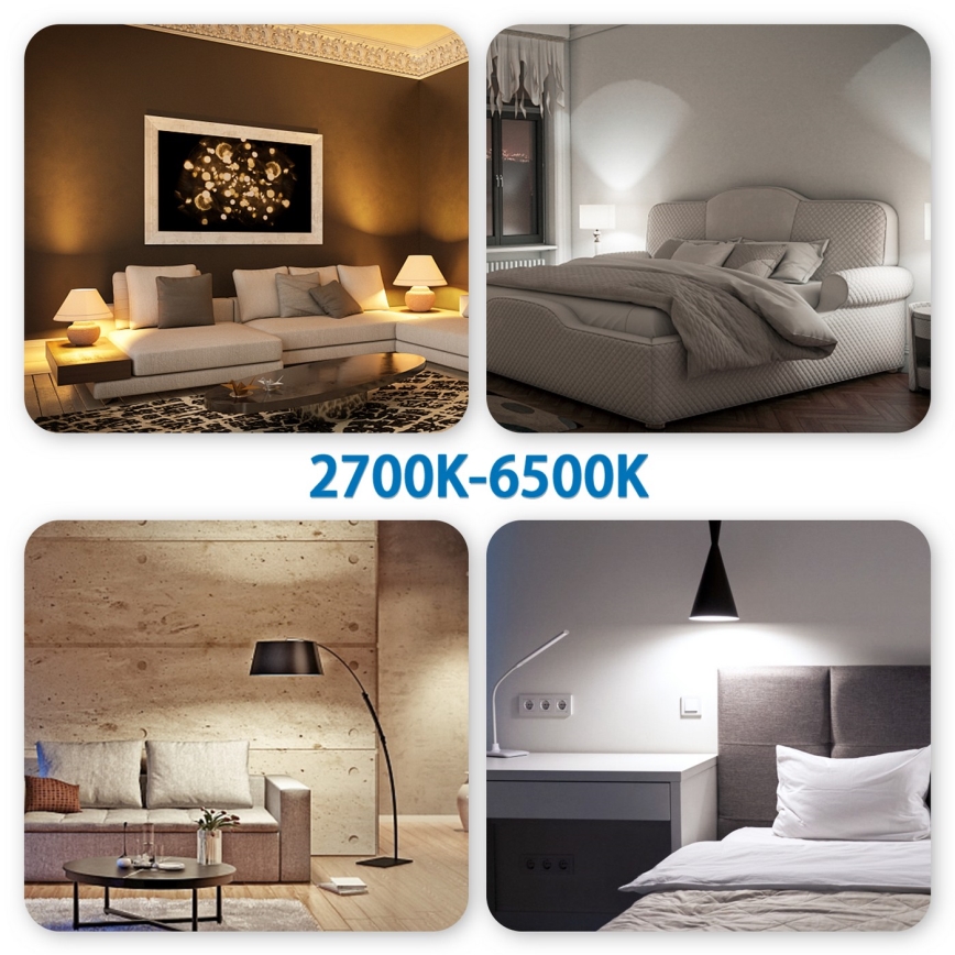 LED RGBW prigušiva sijalica C37 E27/6,5W/230V 2700-6500K Wi-Fi - Aigostar