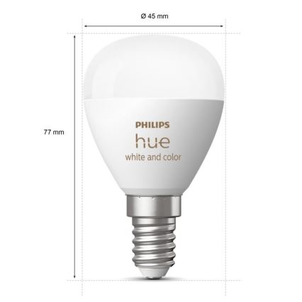 LED RGBW prigušiva sijalica Philips Hue White And Color Ambiance P45 E14/5,1W/230V 2000-6500K