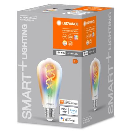 LED RGBW prigušiva sijalica SMART+ FILAMENT EDISON ST64 E27/4,8W/230V 2700-6500K Wi-Fi - Ledvance