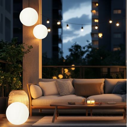 LED RGBW prigušiva solarna lampa GARDEN BALL LED/5W/3,7V 3000K IP54 2200 mAh prečnik 40 cm + daljinski upravljač