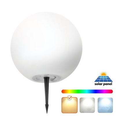 LED RGBW prigušiva solarna lampa GARDEN BALL LED/5W/3,7V 3000K IP54 2200 mAh prečnik 40 cm + daljinski upravljač