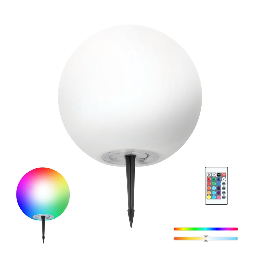 LED RGBW prigušiva solarna lampa GARDEN BALL LED/5W/3,7V 3000K IP54 2200 mAh prečnik 40 cm + daljinski upravljač
