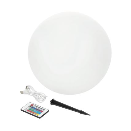 LED RGBW prigušiva solarna lampa GARDEN BALL LED/5W/3,7V 3000K IP54 2200 mAh prečnik 40 cm + daljinski upravljač